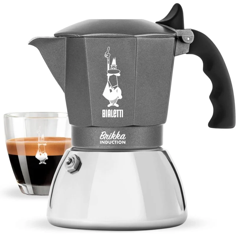 Detalle de Bialetti Brikka Induction Cafetera Italiana 4 Tazas Negro/Acero inoxidable