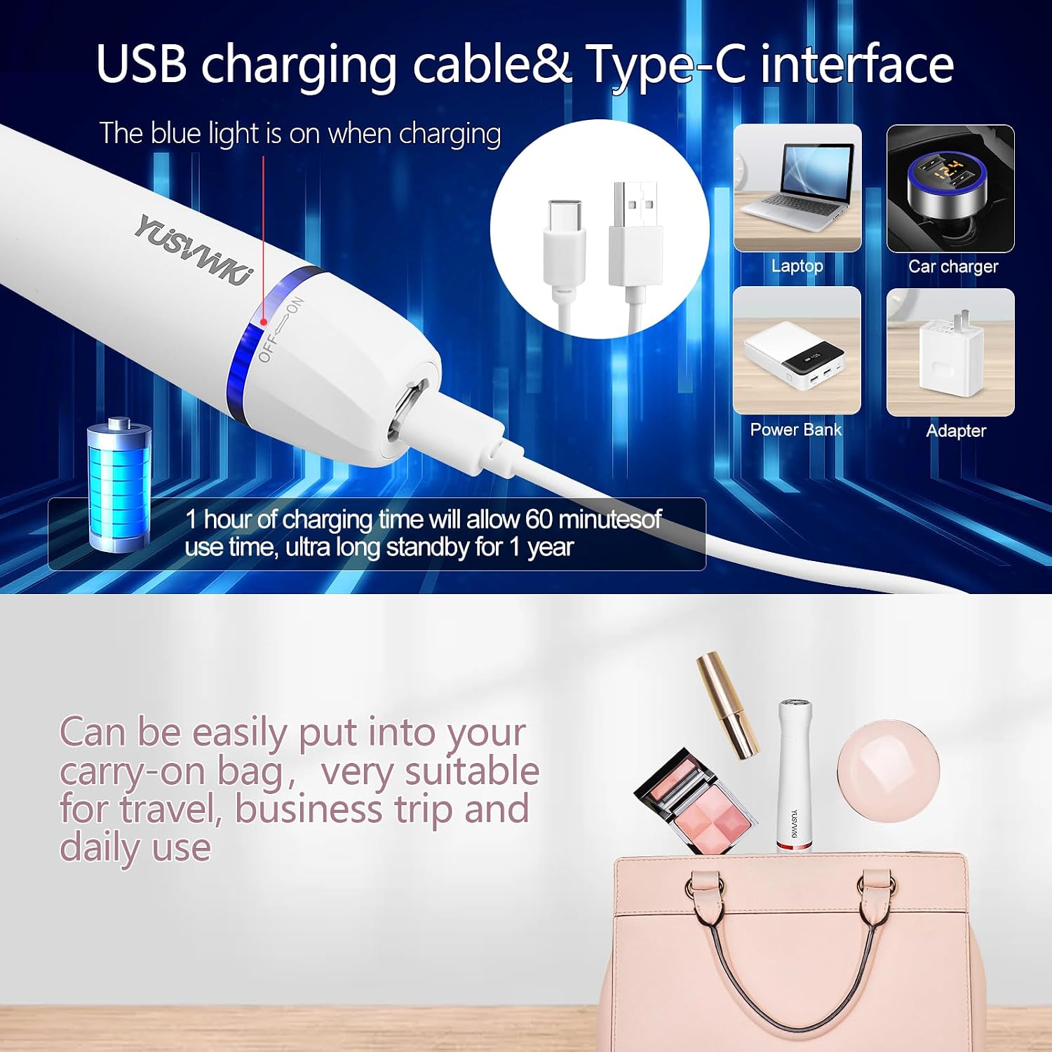 Thumbnail 5 de yusvwkj 5-in-1 Lady Shaver for Women: Painless Hair Removal On The Go