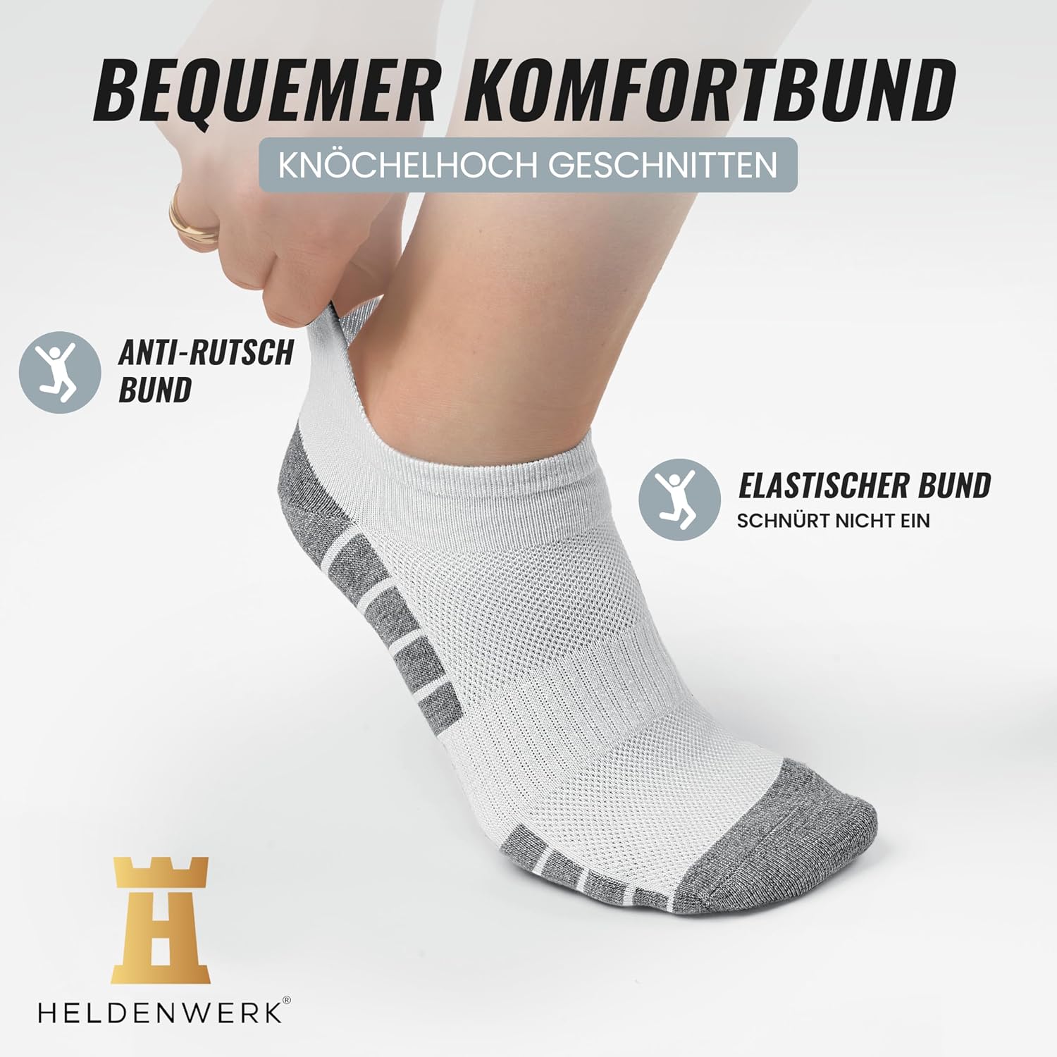 Thumbnail 6 de HELDENWERK Sneaker-Socken Unisex 10 Paar – Atmungsaktive Short-Sportsocken aus Baumwolle, Anti-Blasen & Rutschfest