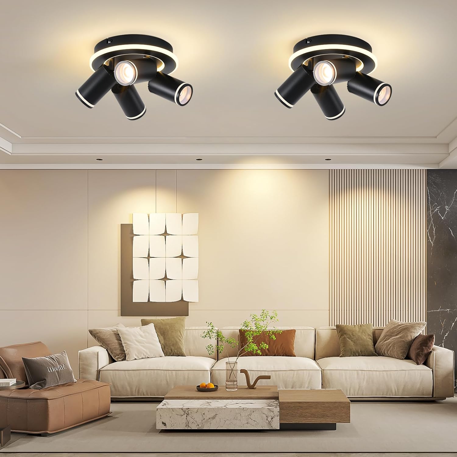 Thumbnail 2 de SANSHI Deckenleuchte 4‑flammig LED, schwenkbar 350° – 22W + 4×5W GU10, Schwarz