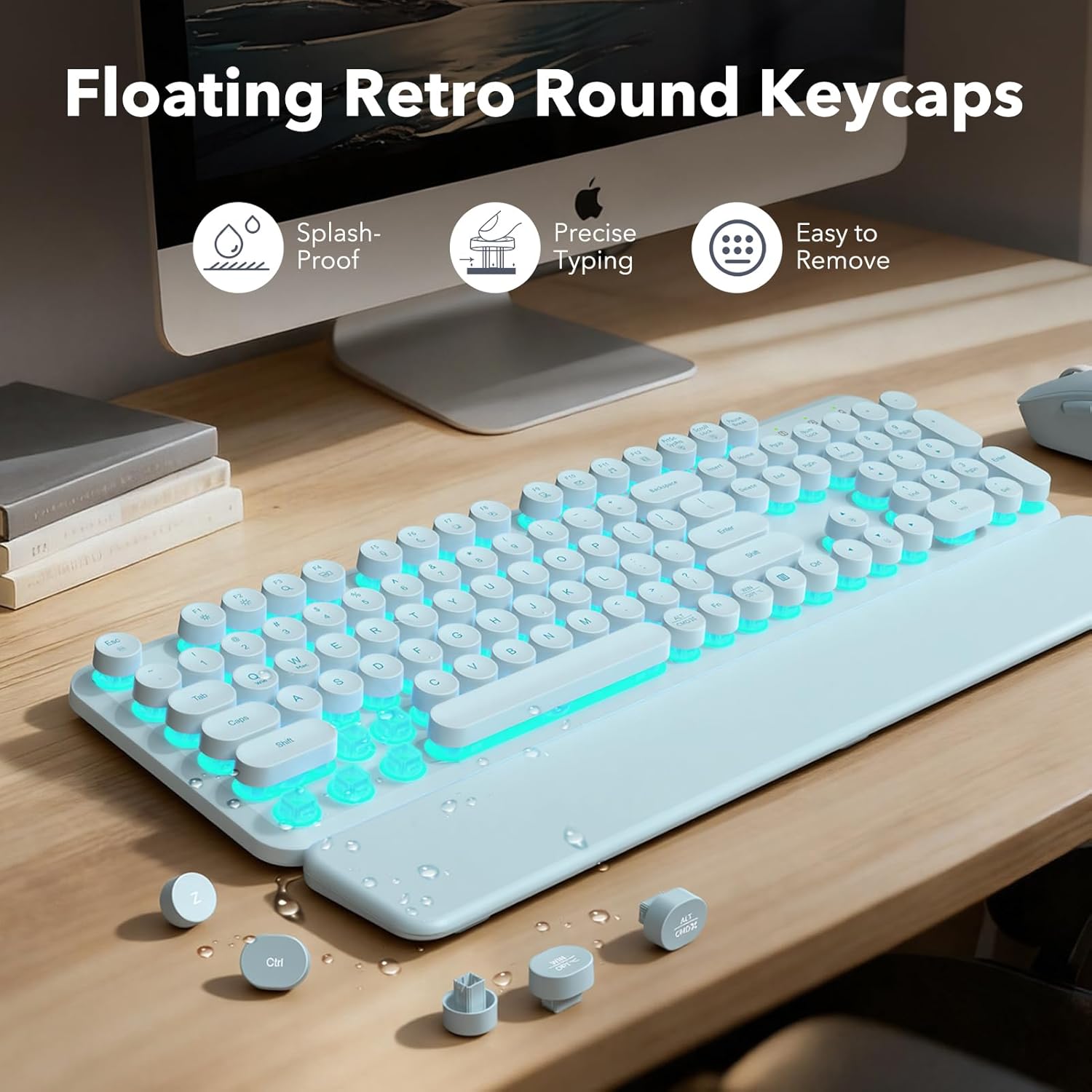 Thumbnail 3 de Wireless Keyboard and Mouse Combo (Backlit Round Keycaps) in Glowing Blue