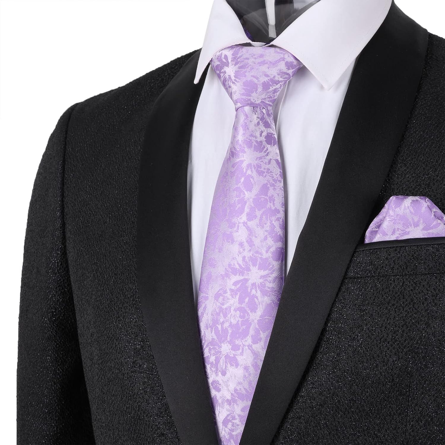 Detalle de Alizeal Floral Necktie with Hanky Colourful Set for Men – Light-Coloured Wedding Knot & Pocket Square