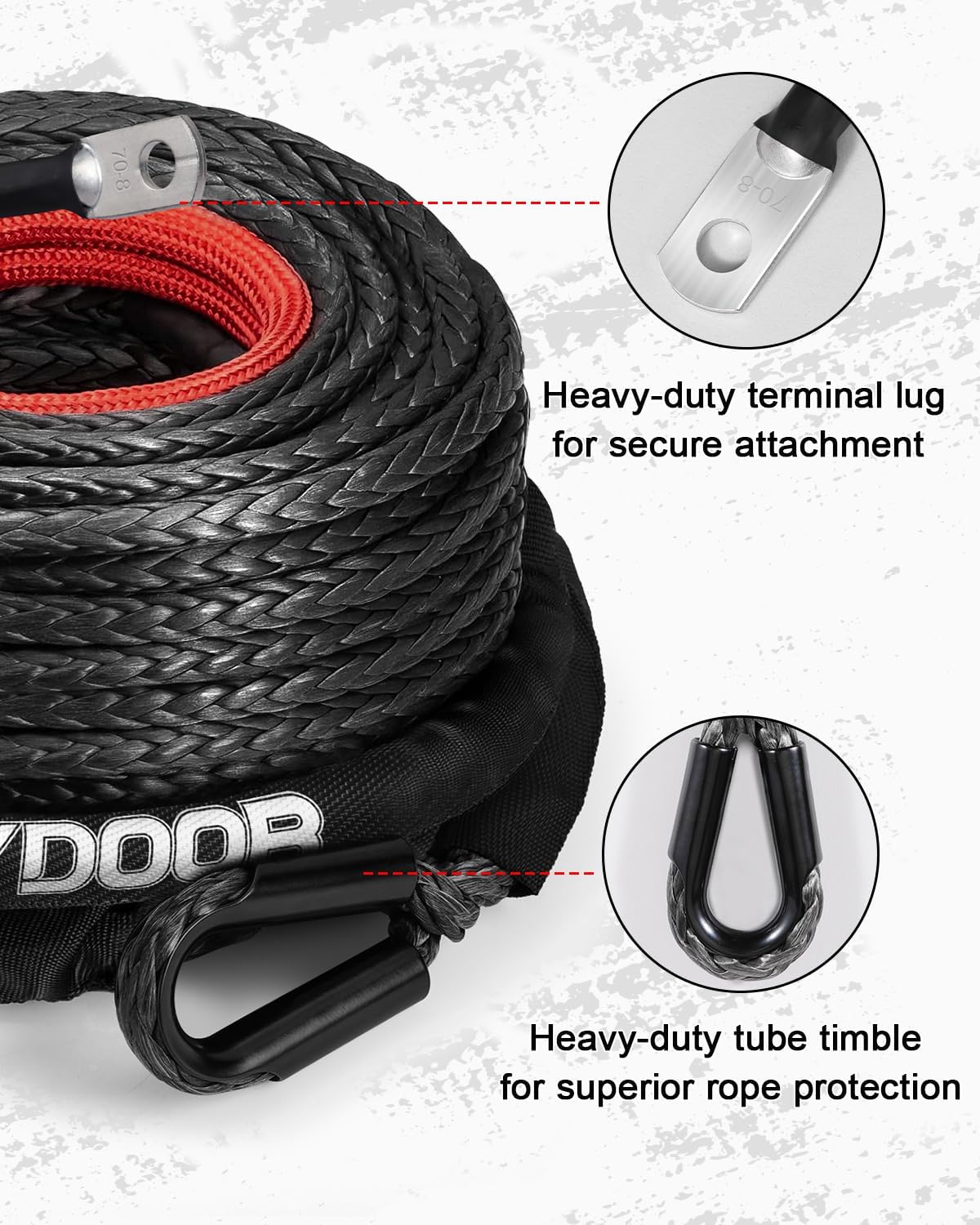 Thumbnail 5 de DAYDOOR 3/8" x 92ft 25,500 lb Synthetic Winch Rope