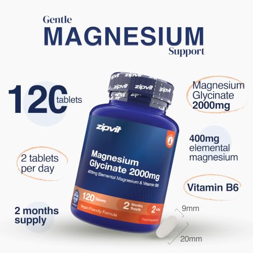 Detalle de Zipvit Magnesium Glycinate 2000mg with Vitamin B6 – 120 Vegan Tablets