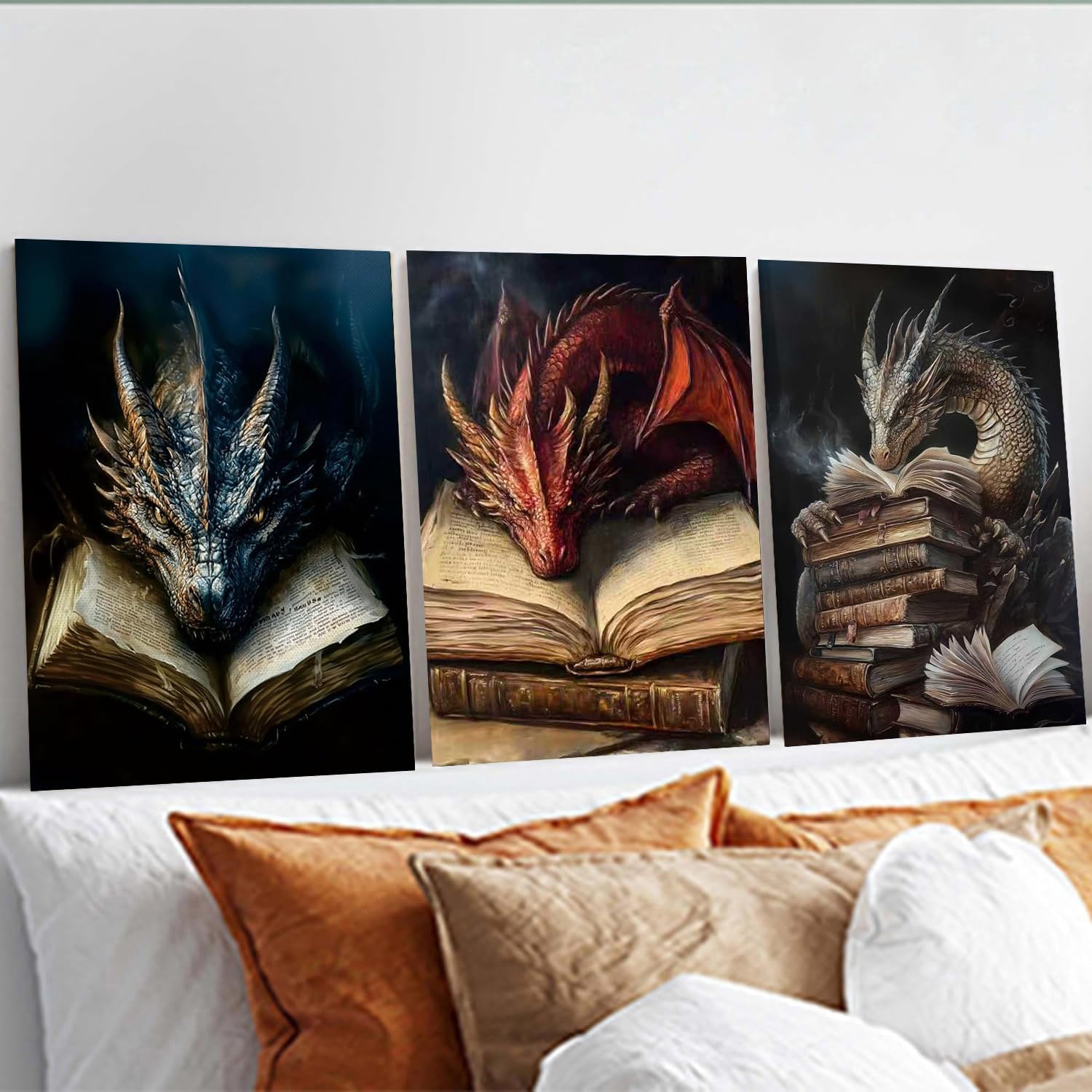 Detalle 2 de Meothan 3-Pack Dragon Diamond Painting Kits for Adults, 12x16in Canvases