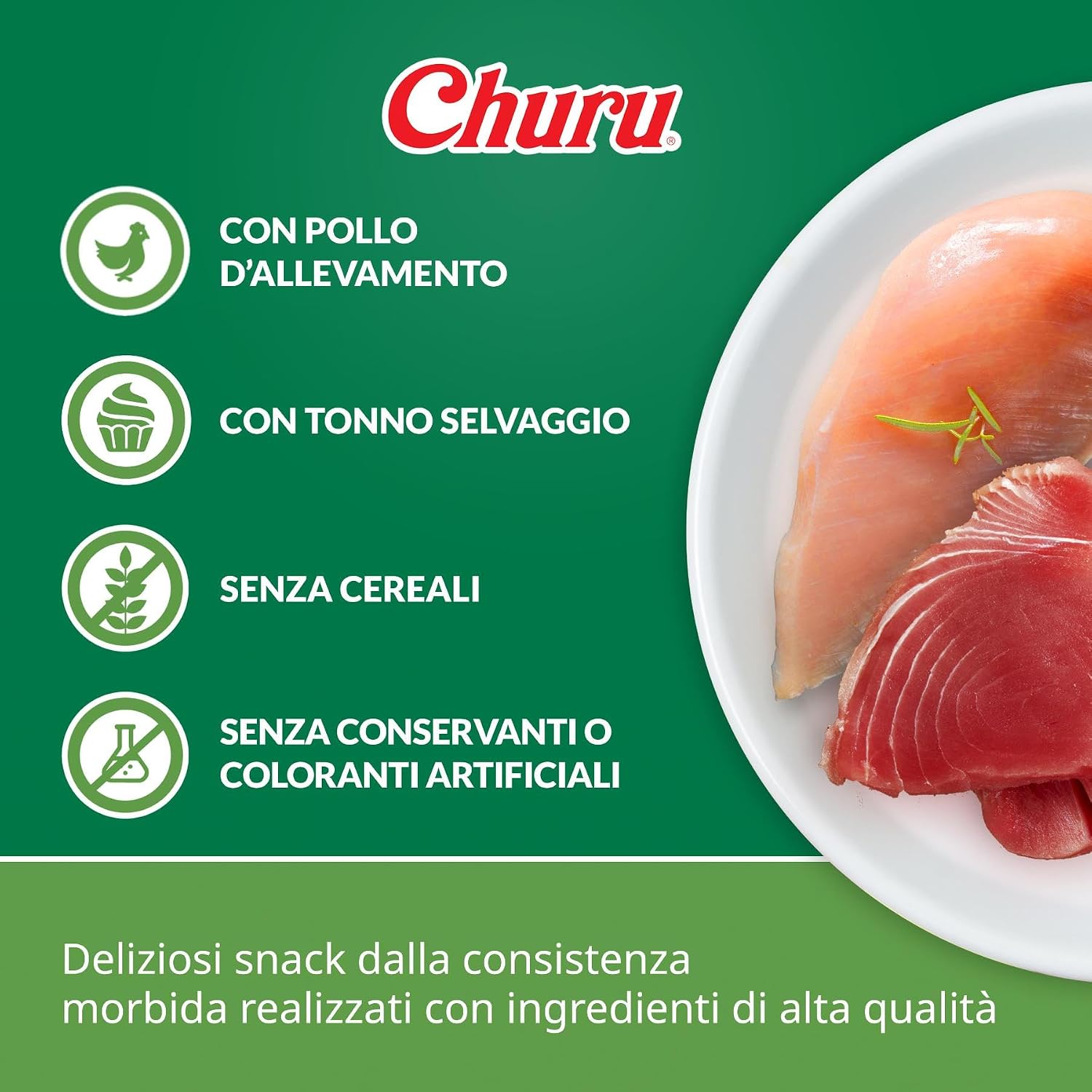 Detalle de INABA Churu Snack Cremoso al Pollo e Frutti di Mare – 20 Stick da 14 g per Cani