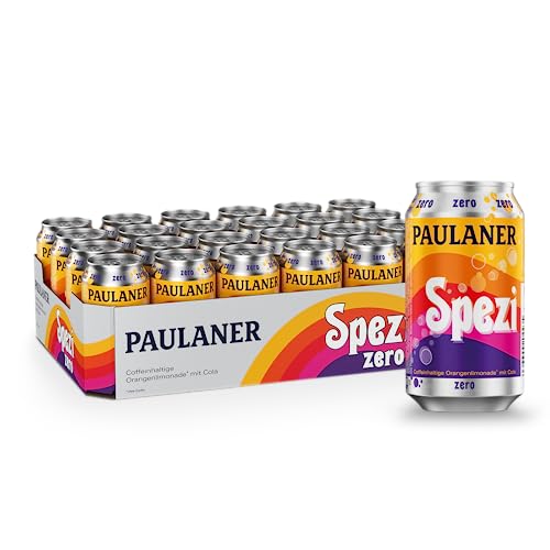 Paulaner Spezi Zero – Erfrischungsgetränk Cola & Orange, ohne Zucker, 24x0,33 l Dosen