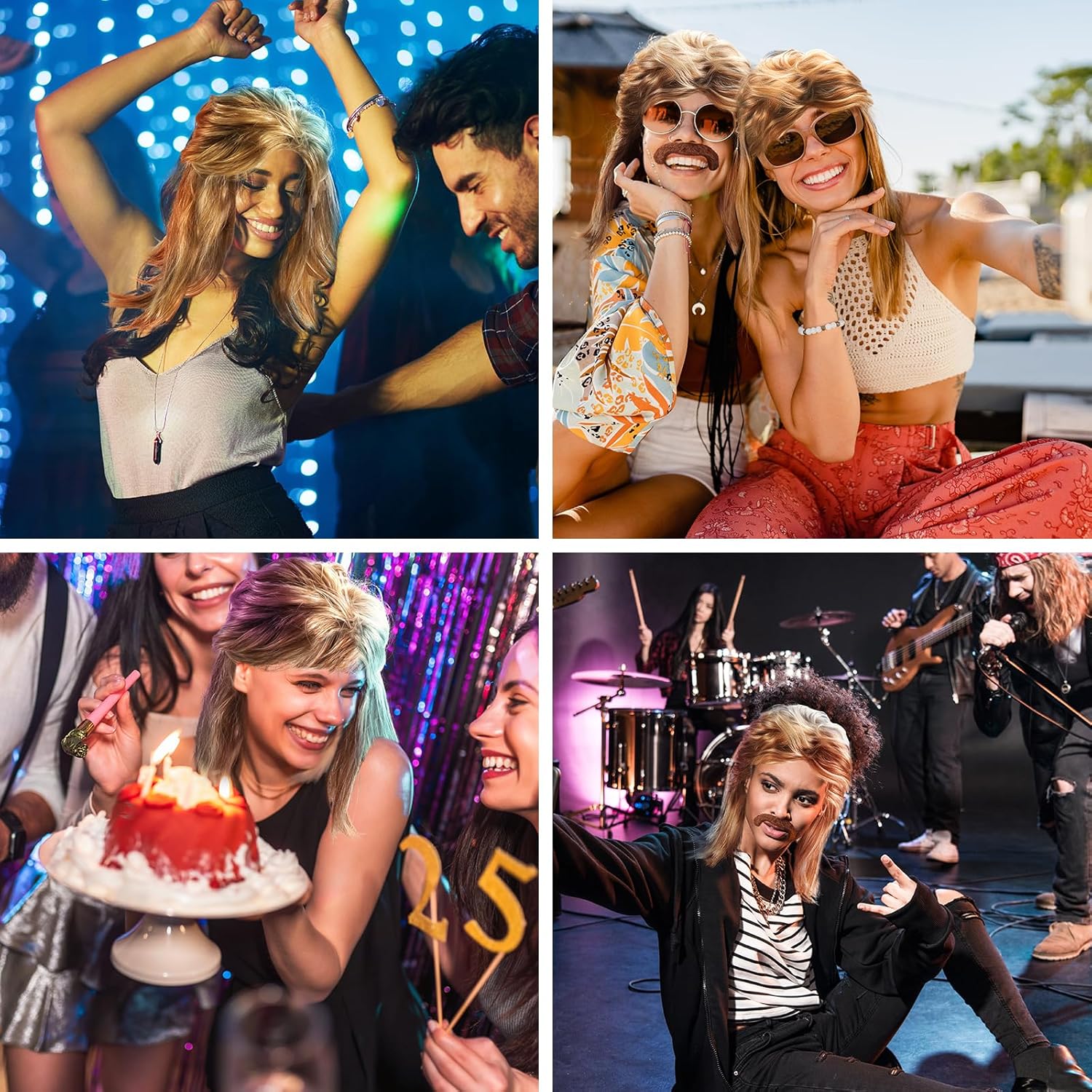 Thumbnail 4 de WEARXI Vokuhila-Perücke für Herren – Blondes 80er/90er Outfit für Karneval & Party