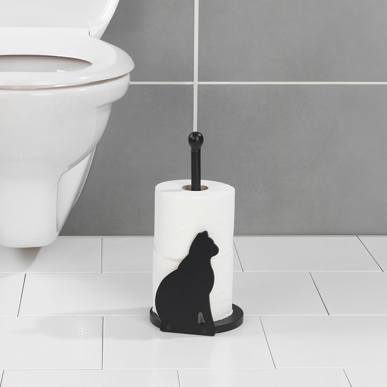 Thumbnail 6 de Maximex Porte papier CHAT, Noir – Porte-papier en bois laqué noir (15 x 30 x 15 cm)