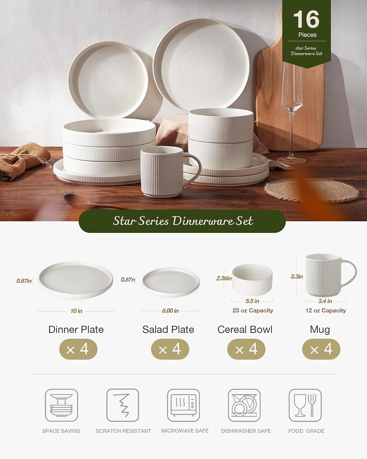 Detalle 2 de Famiware Star Dinnerware Set 16-piece dinnerware 🍽