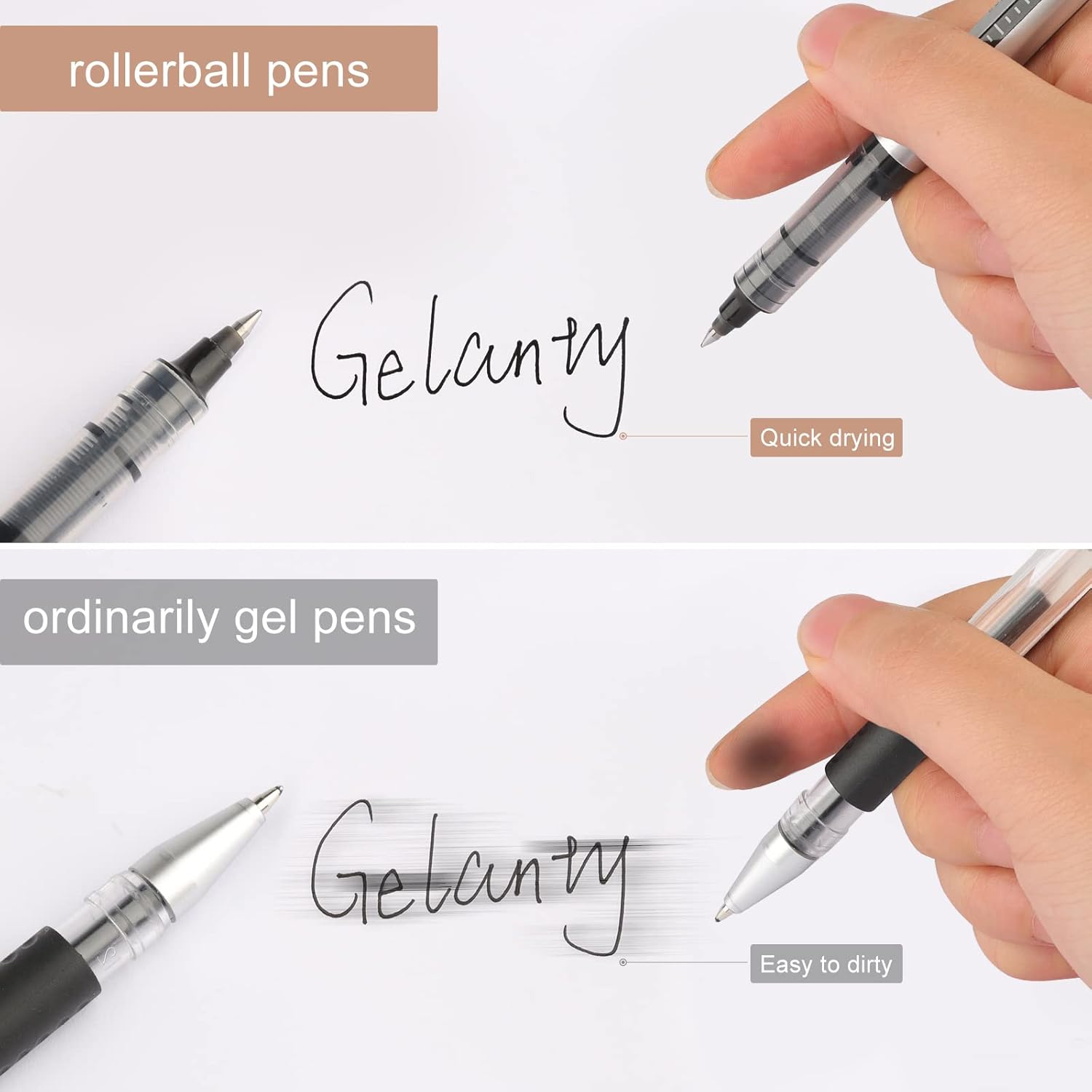 Thumbnail 2 de Gelanty Rollerball Pens (24 pack) Black liquid ink quick-drying 0.5 mm