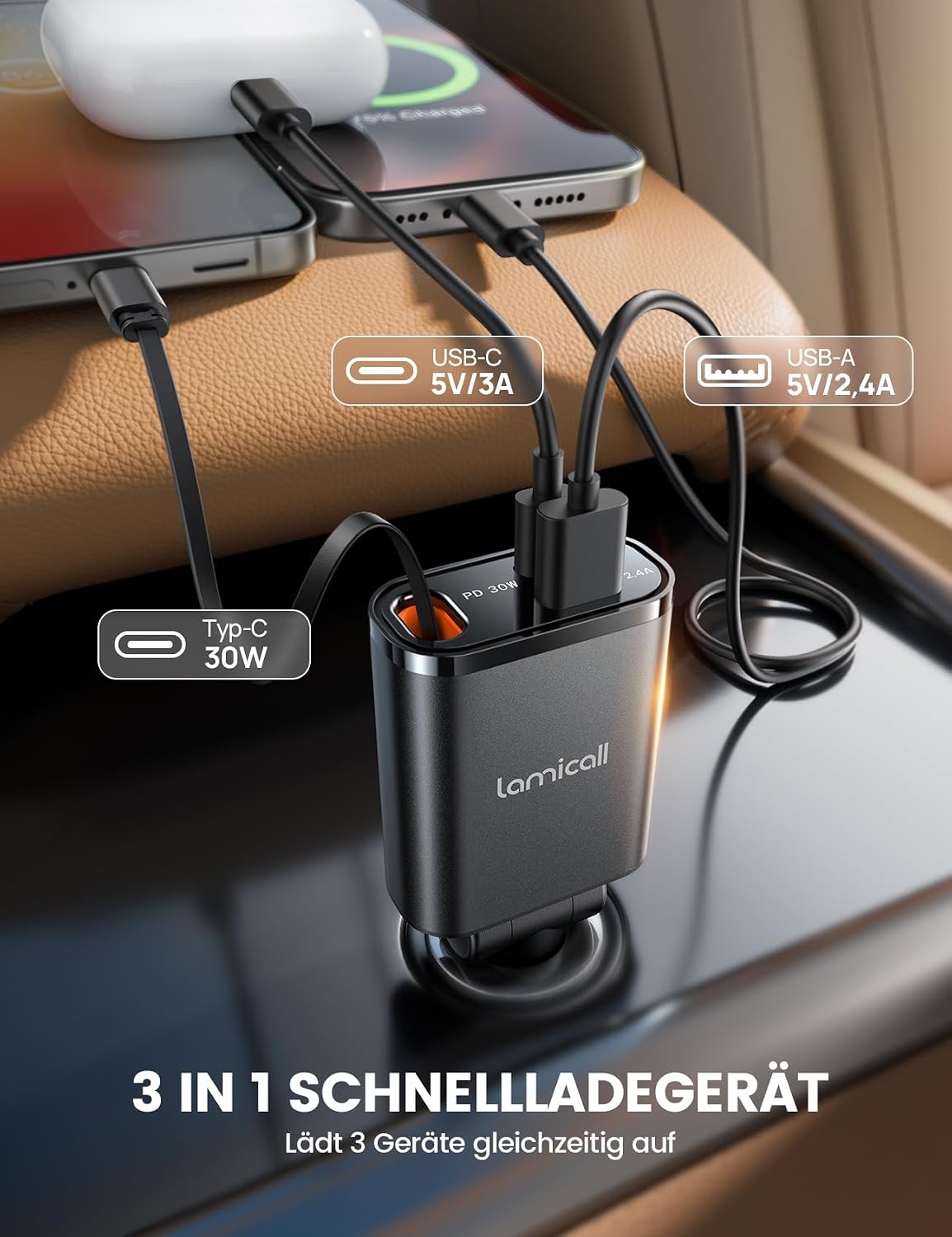 Thumbnail 4 de Lamicall 3 IN 1 Auto Ladegerät 50W
