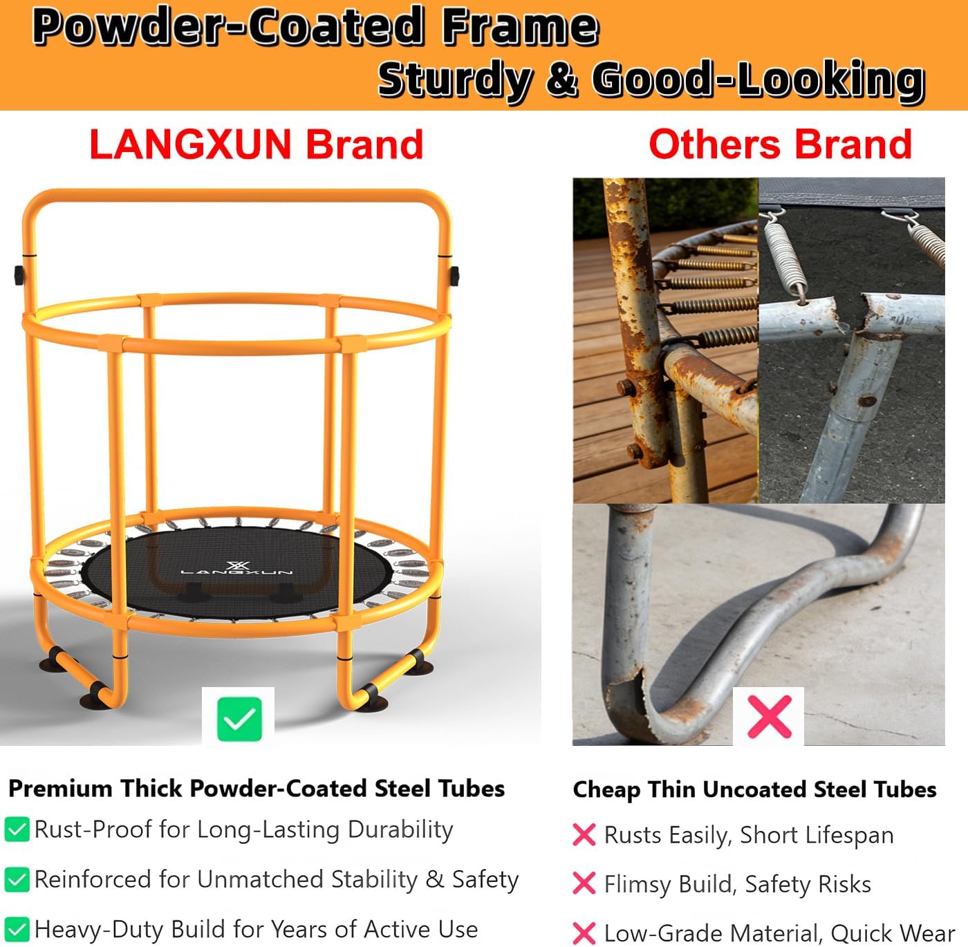 Thumbnail 5 de LANGXUN 60" 6-in-1 Trampoline for Kids — Indoor/Outdoor with Swing, Basketball Hoop, Dart Board & More