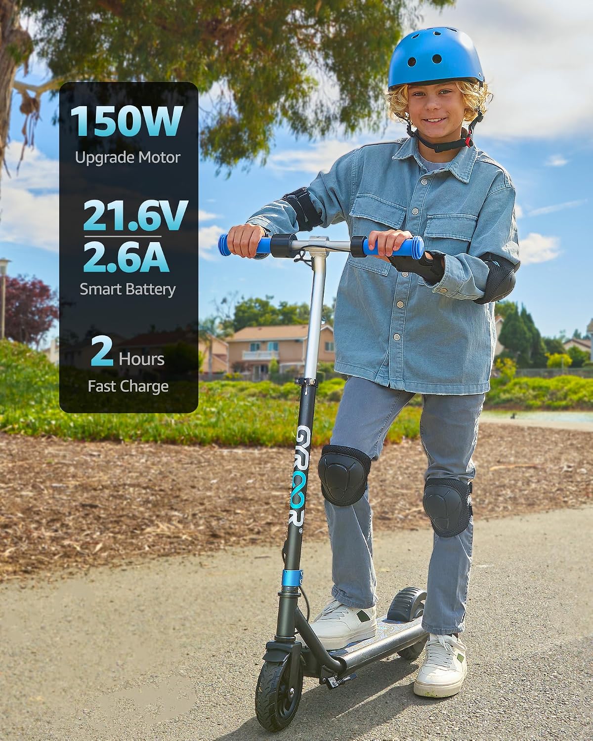 Detalle 1 de Gyroor H30 Max Kids Electric Scooter with 150W Motor and Adjustable Handlebar