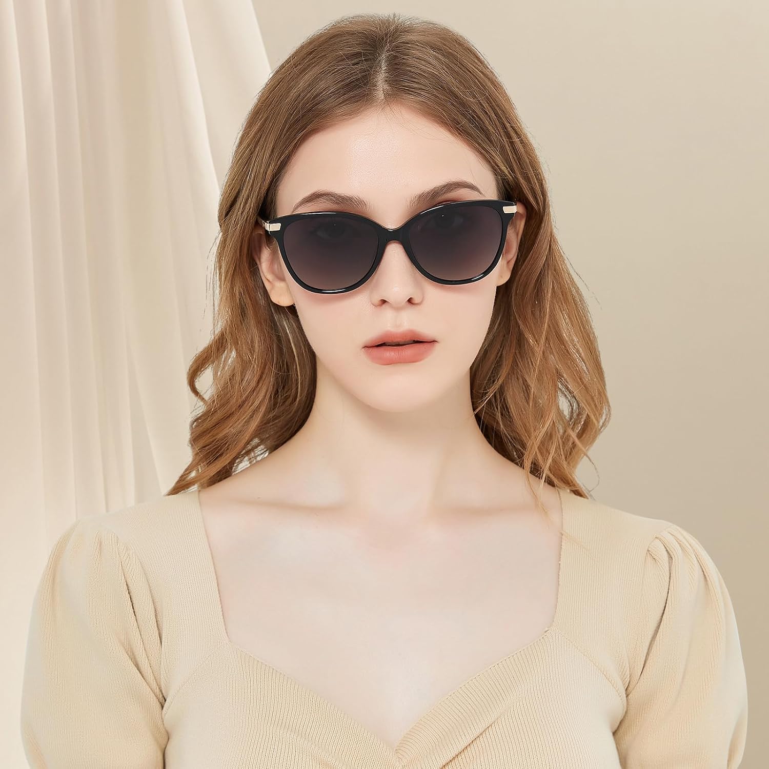 Detalle 2 de AVAWAY damskie okulary przeciwsłoneczne retro, polaryzacja, kategoria 3, oprawki octanowe