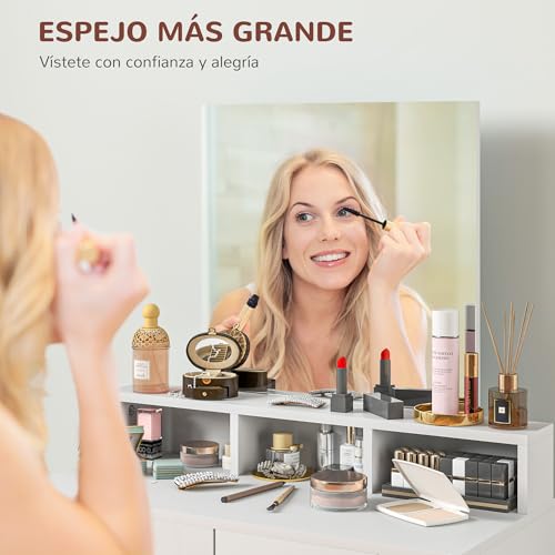 Detalle de HOMCOM Tocador de Maquillaje con Espejo y Cajones