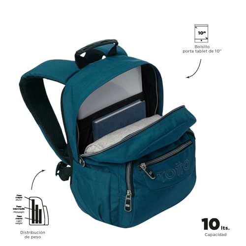 Thumbnail 3 de TOTTO Mochila Escolar Tempera 12 L con Ergo-espaldar y 3 Bolsillos – Moroccan Blue