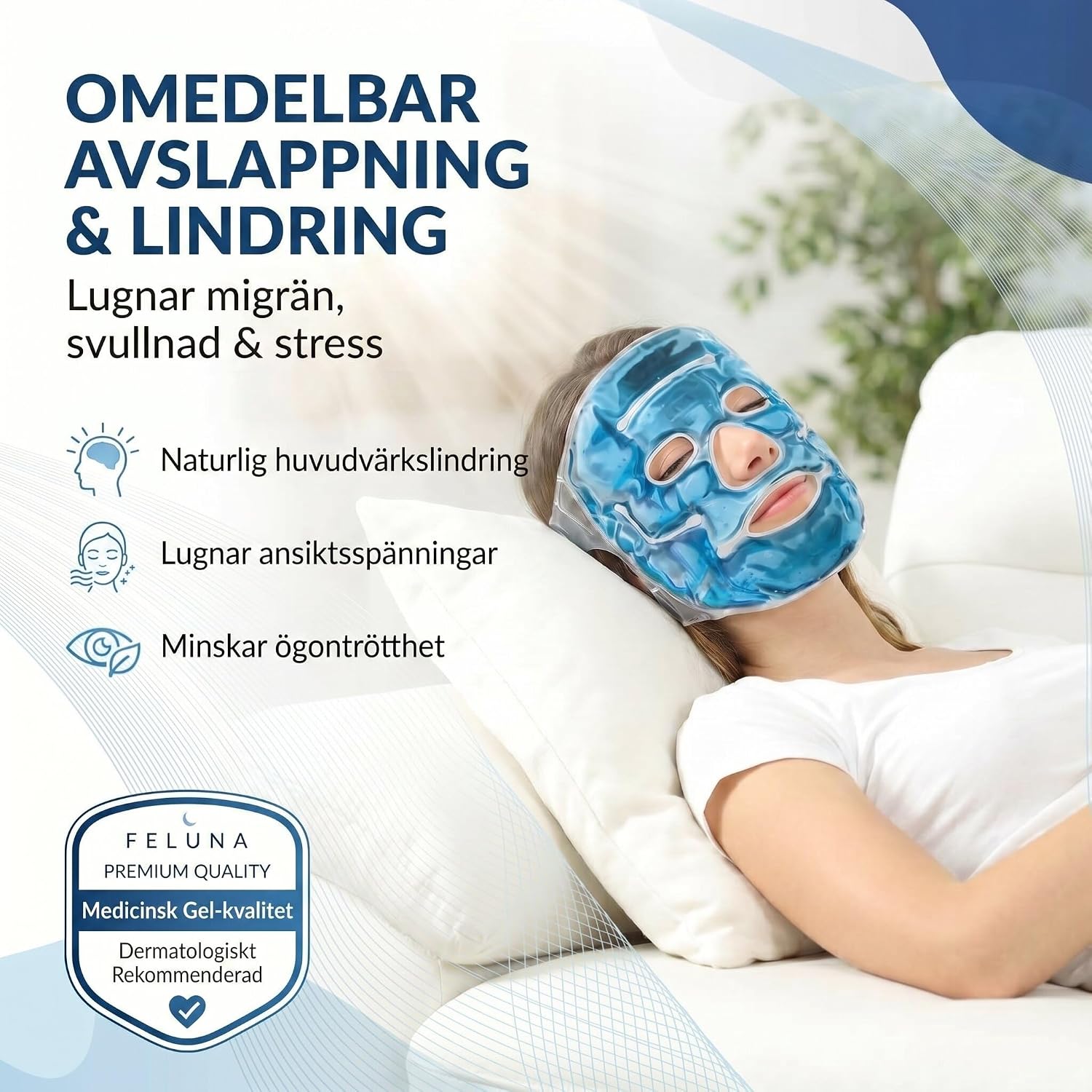 Detalle 2 de Feluna® gelansiktsmask – återanvändbar kyl- och värmemask för ansiktet