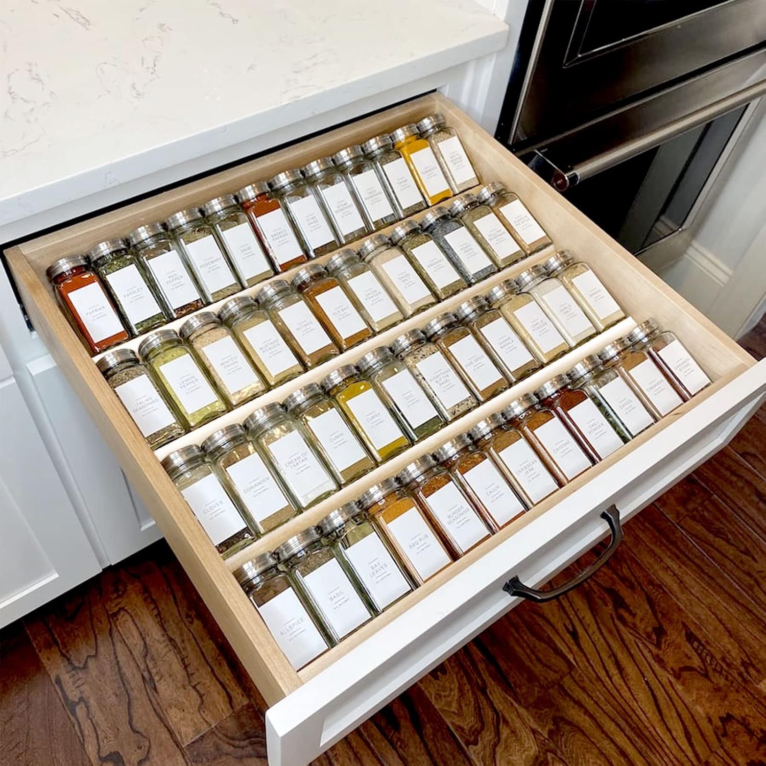 Detalle de MIUKAA Clear Acrylic Spice Drawer Organizer 13–26"
