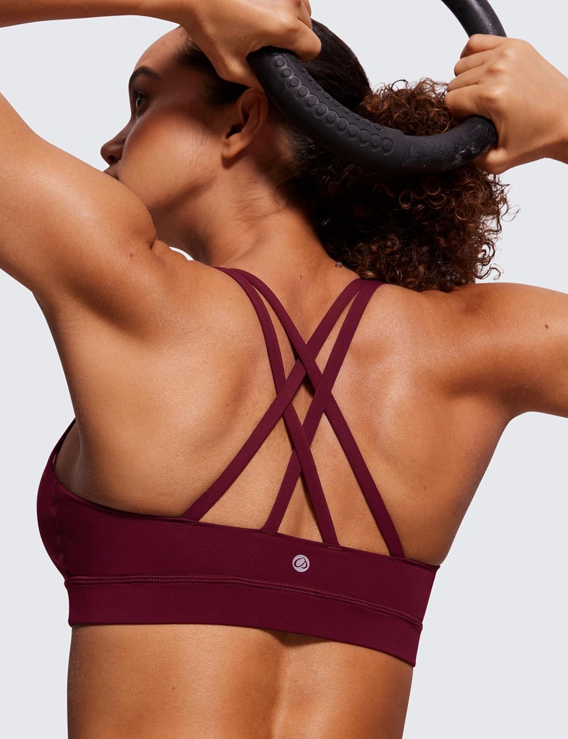 Detalle 2 de CRZ YOGA Damen Ohne Bügel Sport BH Gekreuzt Rücken Spaghetti Top Abnehmbare Pads – Yoga Croptop