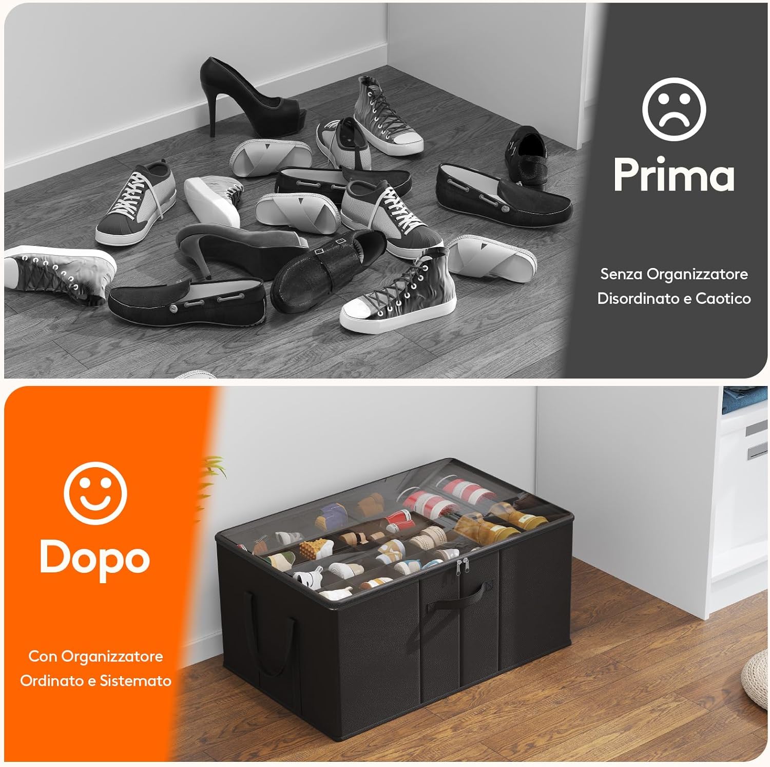 Thumbnail 6 de Lifewit Grandi Scatole Porta Scarpe 10-20 Paia | Organizer Pieghevole con Coperchio Trasparente, Nero