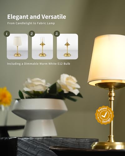 Detalle de LuminexDesigns Lámpara de Mesita de Noche Recargable 5200 mAh – 3 en 1 con Bombilla Incluida, Regulable Táctil y Diseño en Oro