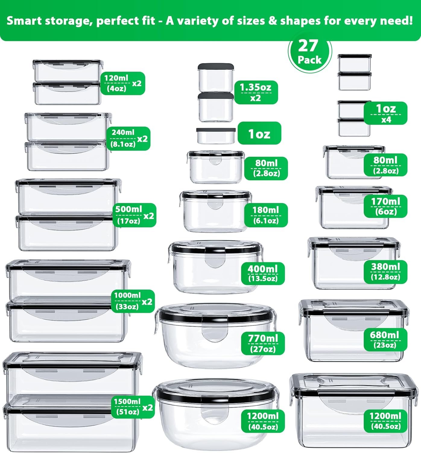 Detalle 2 de Panxenaulos 54-Piece Airtight Food Storage Set 51 oz