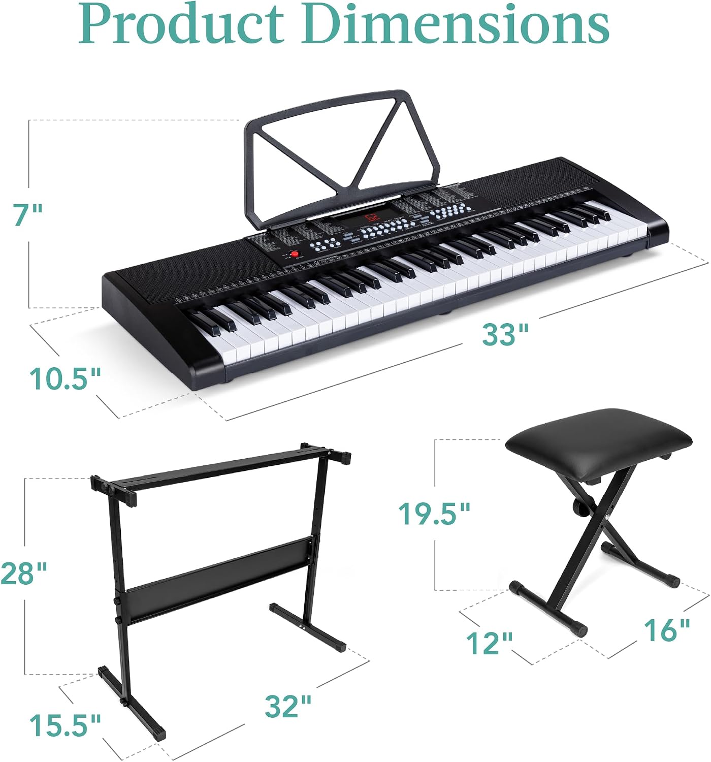 Thumbnail 6 de Best Choice Products SKY7174 61-Key Beginner Keyboard Set with Teaching Modes