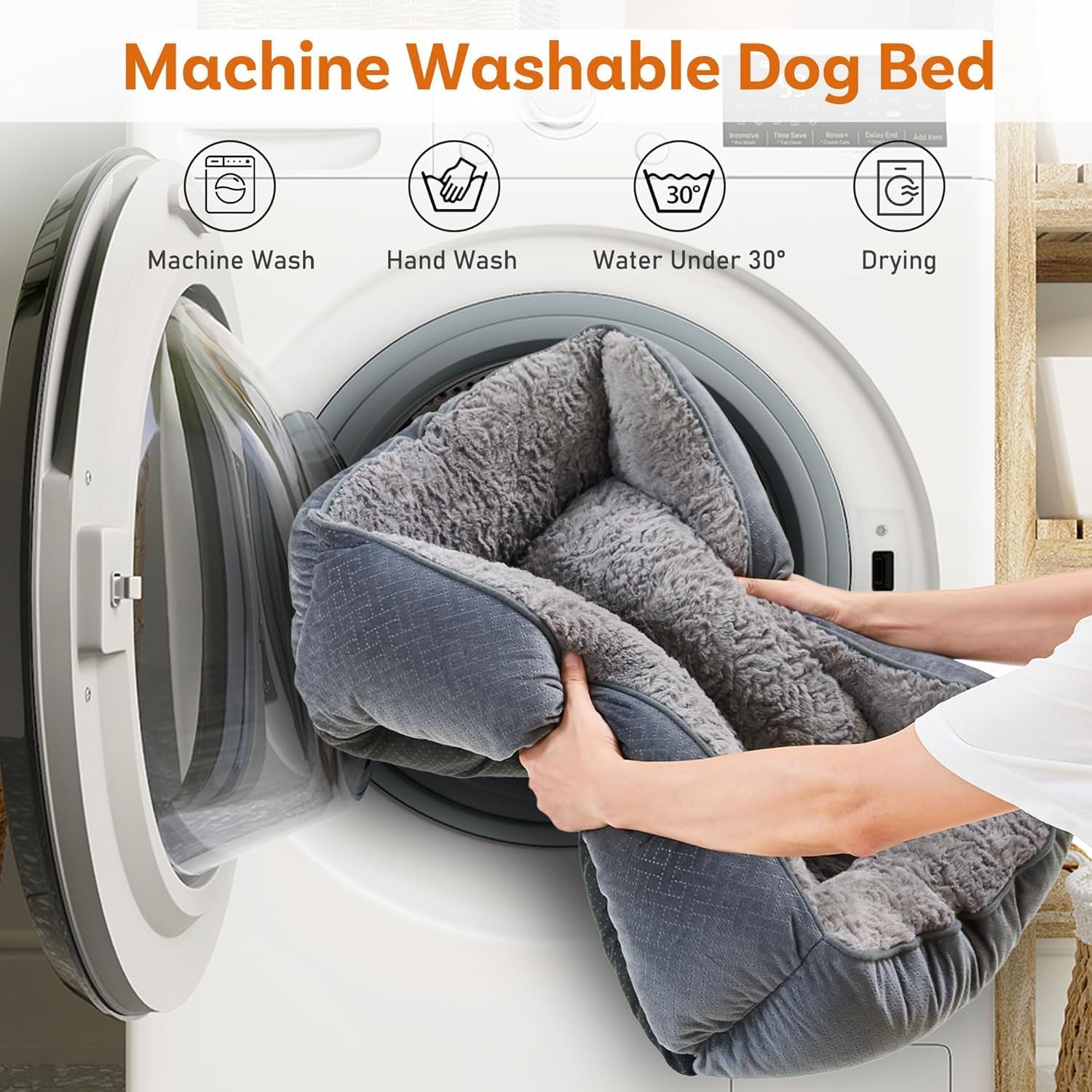 Thumbnail 6 de Oveppy Dog Bed Large – super soft rectangle warming pet bed (grey, 30 x 24 x 9inch)