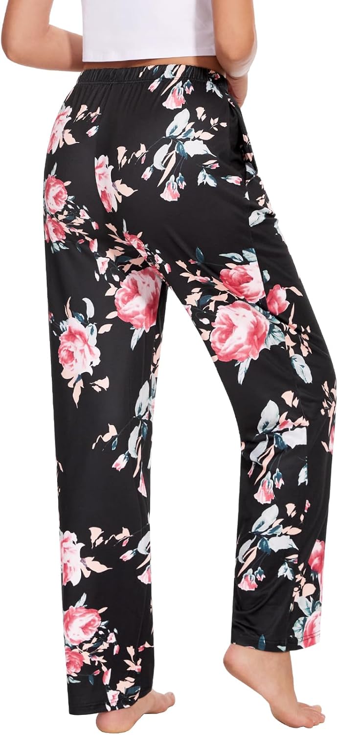 Detalle de Knuffnee Women Pyjama Bottoms Lounge Plaid Pants – Wide Leg Sleep Pant with Pockets (2 Pack)