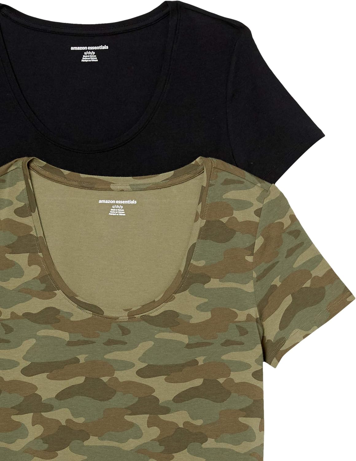 Thumbnail 5 de Amazon Essentials Damen Regular-Fit Kurzarm-T-Shirt mit U-Ausschnitt – 2er-Pack (In Übergröße erhältlich)