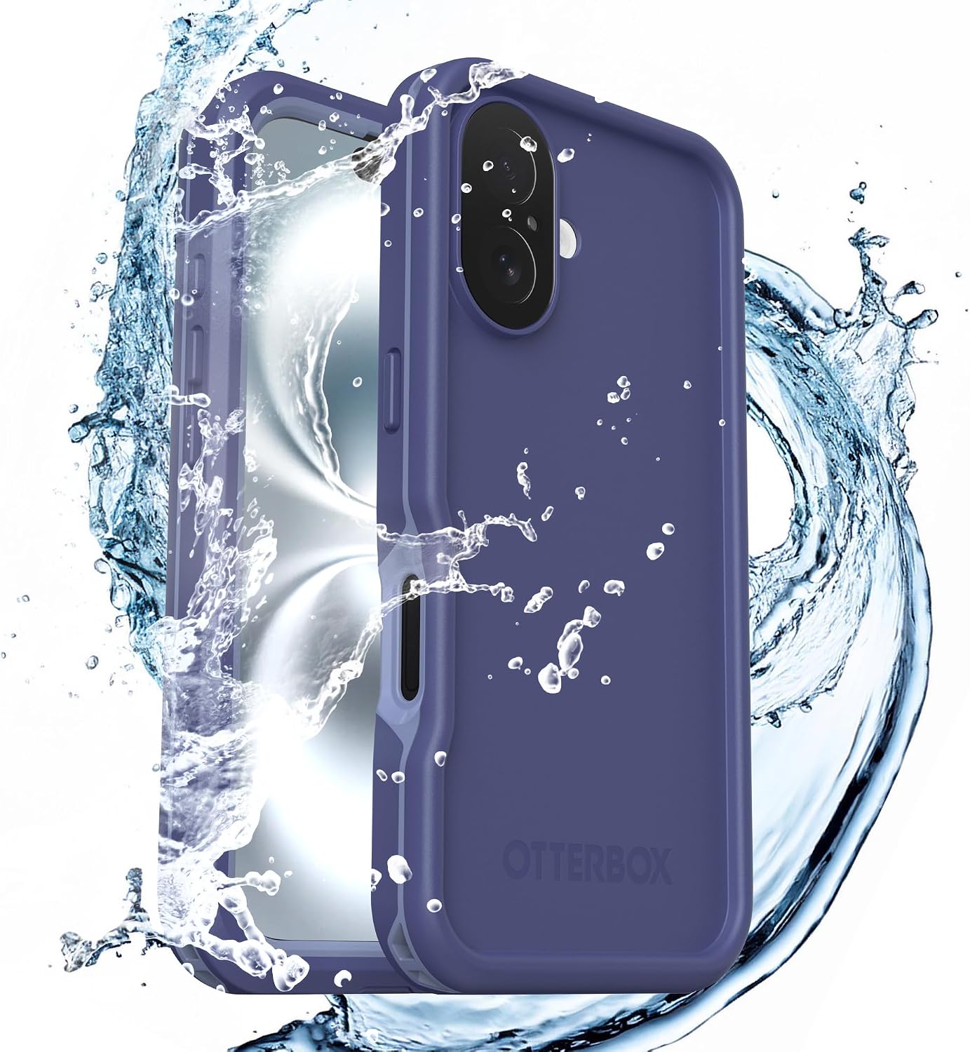 Detalle 2 de OtterBox Frē Series MagSafe per iPhone 16 – Viola: protezione totale con cover integrata e cuore ecologico