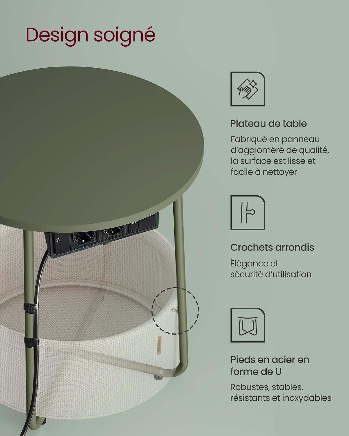 Thumbnail 5 de VASAGLE LET228C05 Table basse ronde 45 cm