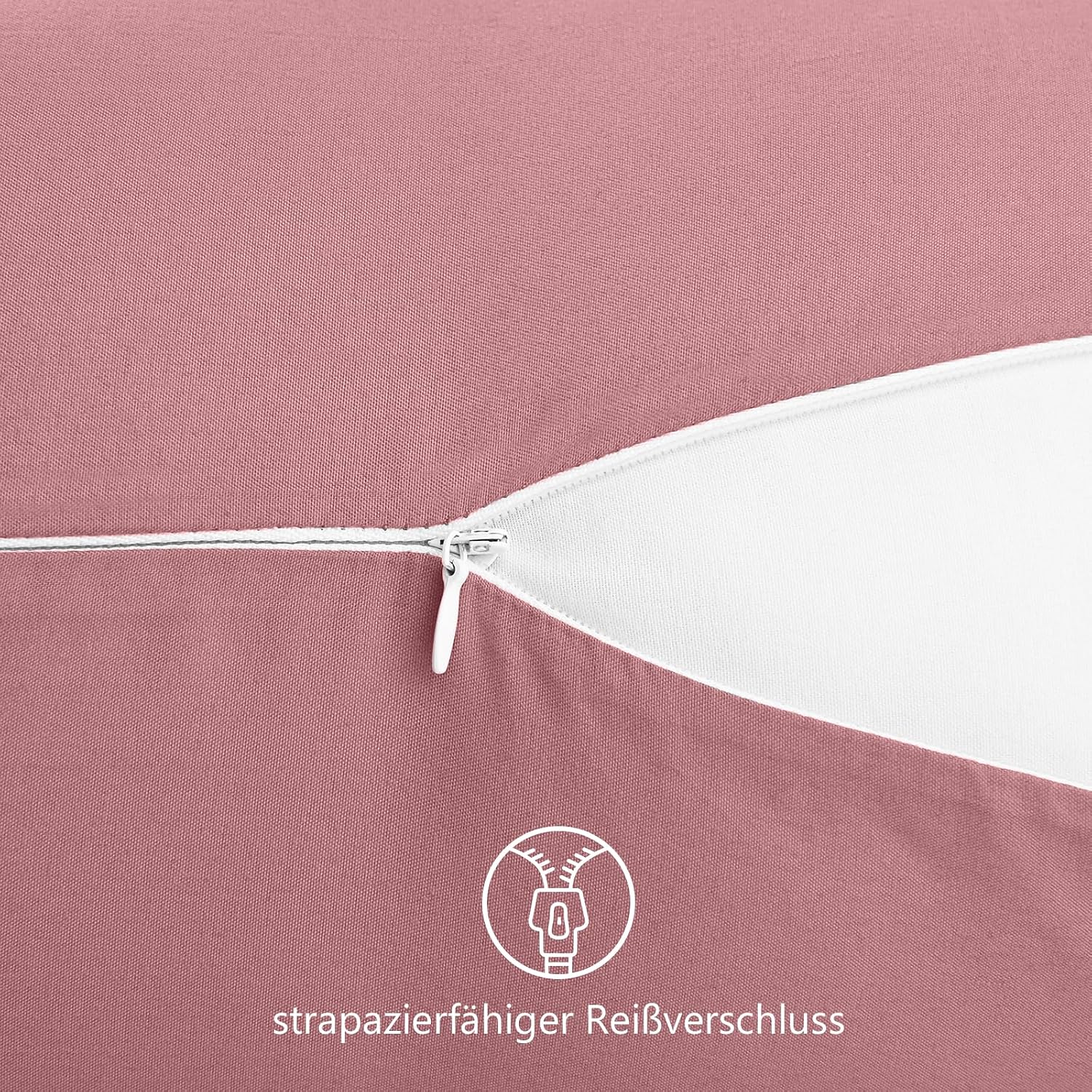 Detalle de REDKEY Kissenbezug 40x60 cm im 2er-Set mit Reißverschluss – Altrosa, gebürstete Mikrofaser