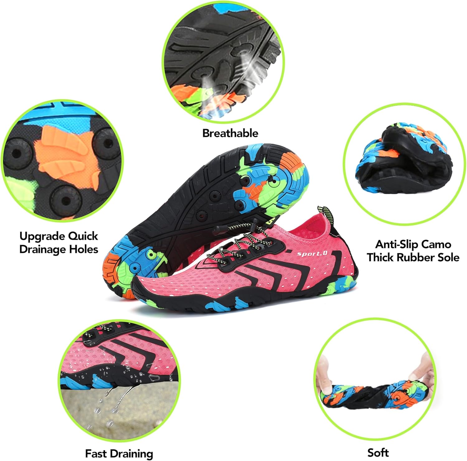 Thumbnail 5 de SAGUARO Badeschuhe / Wasserschuhe mit Schnellverschluss, atmungsaktivem Mesh und rutschfester Sohle (Gr. 35–48)