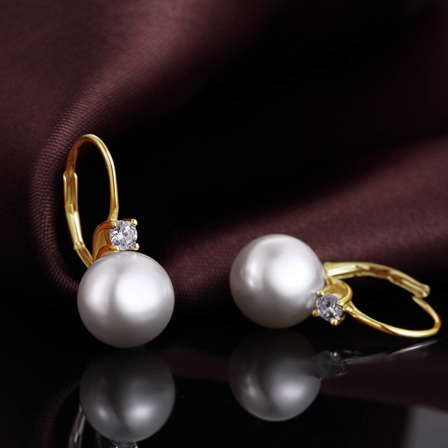 Detalle 2 de Miaofu Perlenohrringe: 18K Weißgold-plattiert, 925 Sterling Silber, hypoallergen, Infinity-Design