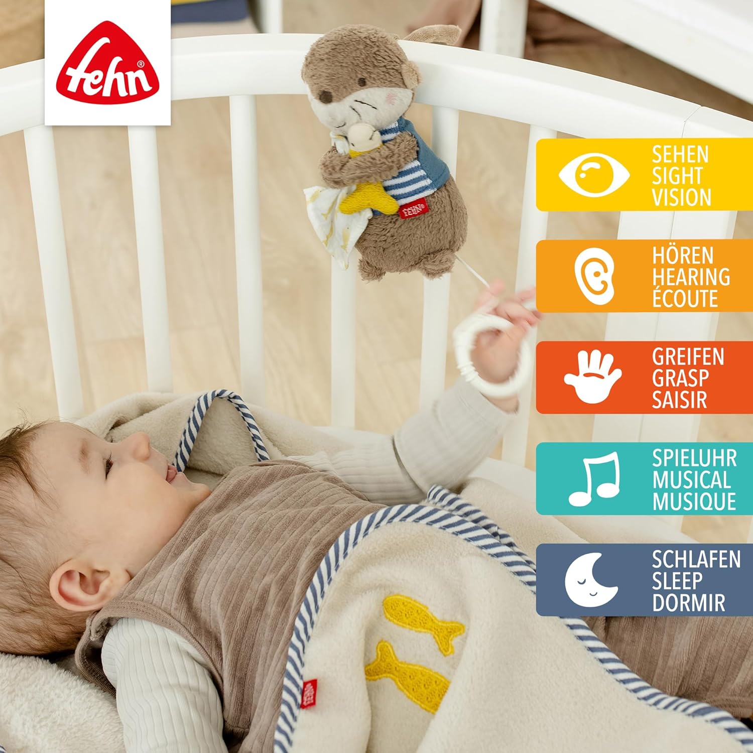 Detalle 2 de Fehn Mini-Spieluhr Otter – Kuscheltier & Einschlafhilfe (0+ Monate)