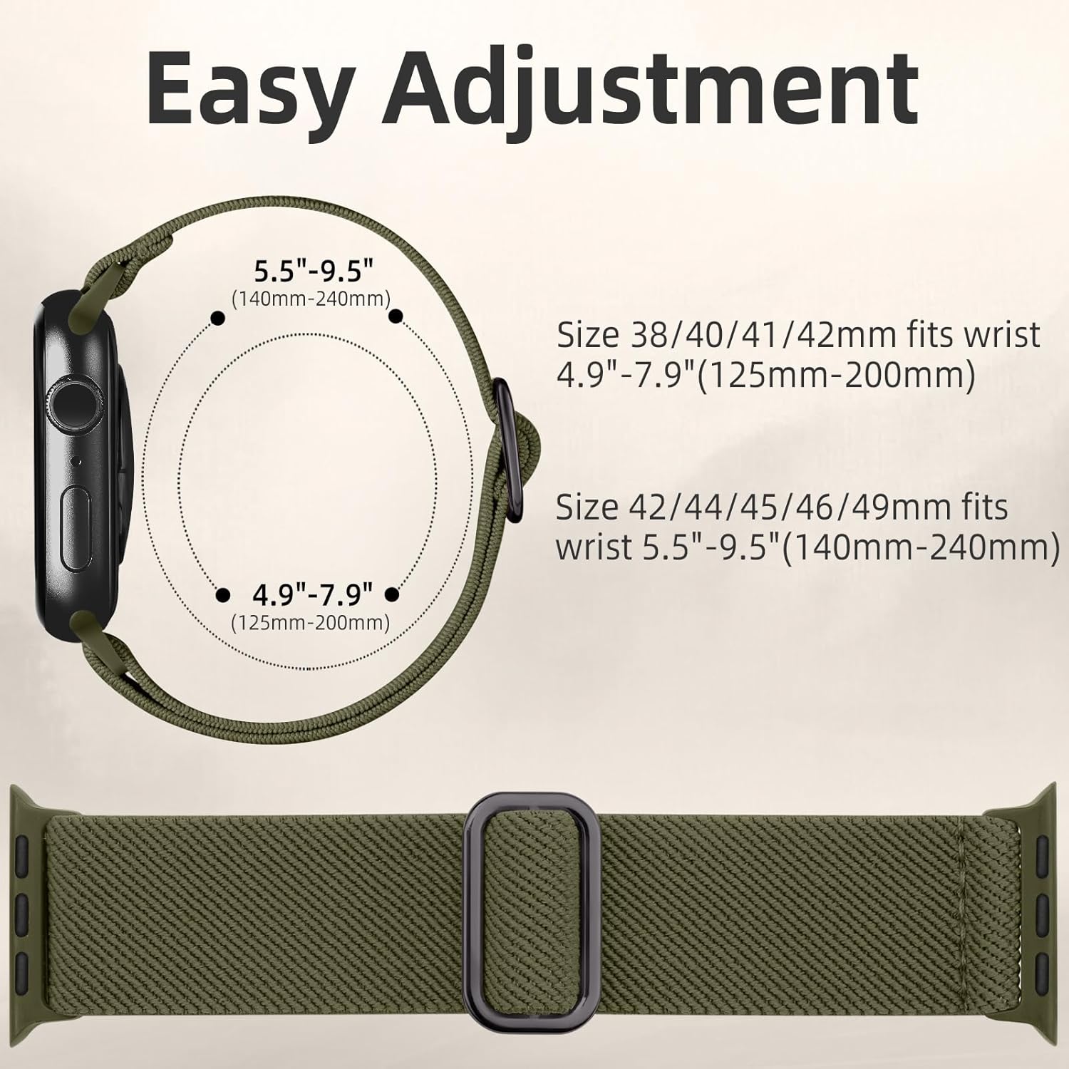 Detalle de Maledan 10 Pack Elastic Nylon Sport Loop Straps for Apple Watch (40/41/38/42/44/45/46/49mm)
