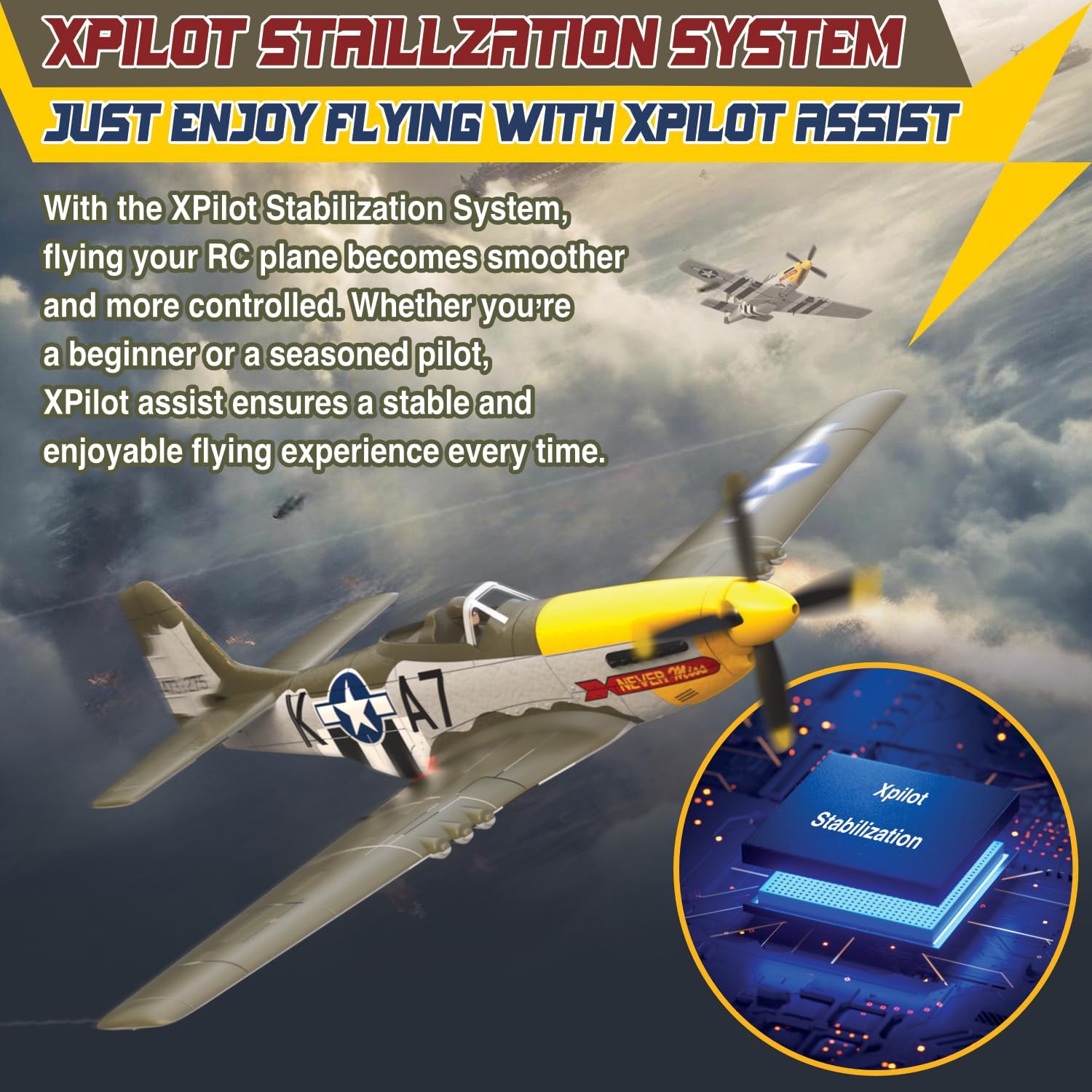 Thumbnail 2 de LEAMBE Brushless 4 Channel RC Plane: Ready-to-Fly P51 Mustang with Gyro Stabilizer