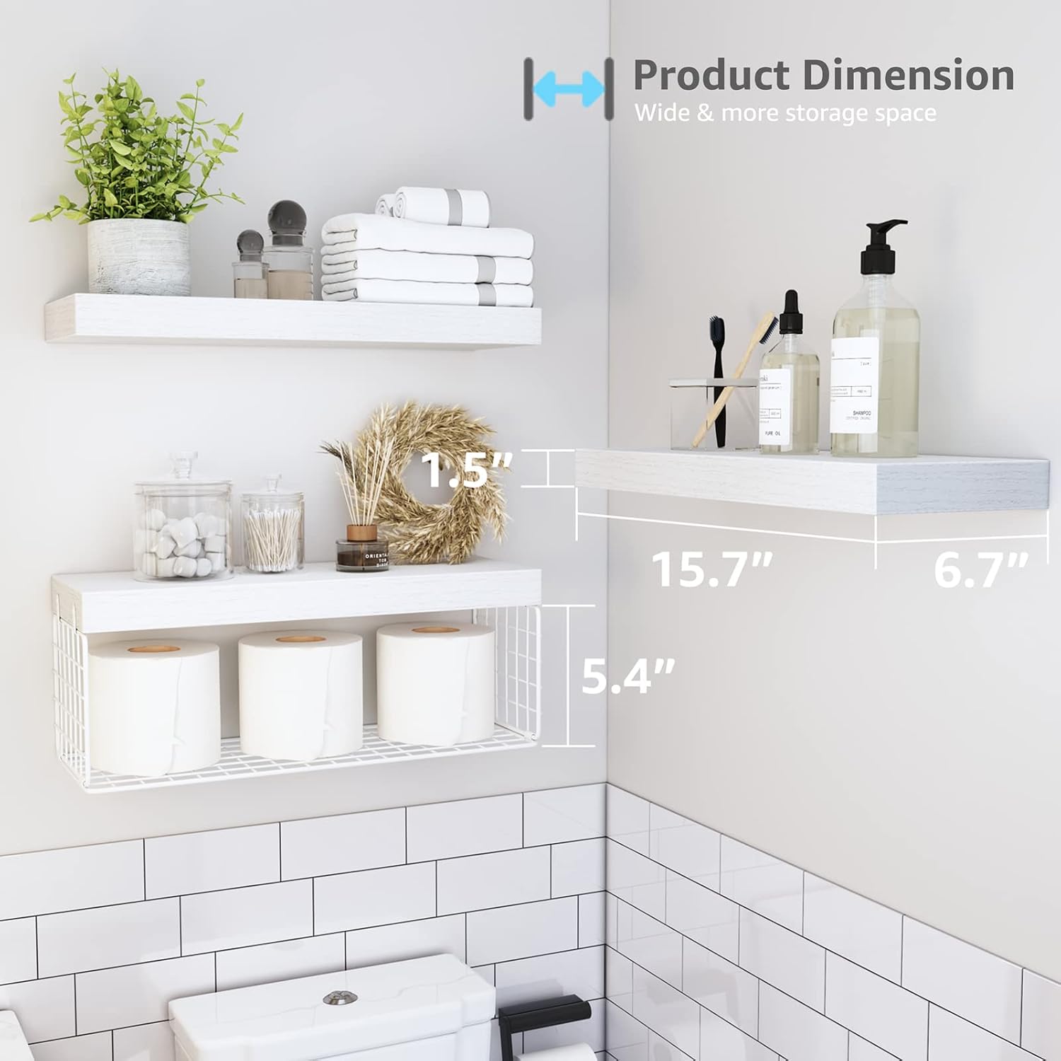 Detalle de QEEIG Bathroom Shelves Set of 3