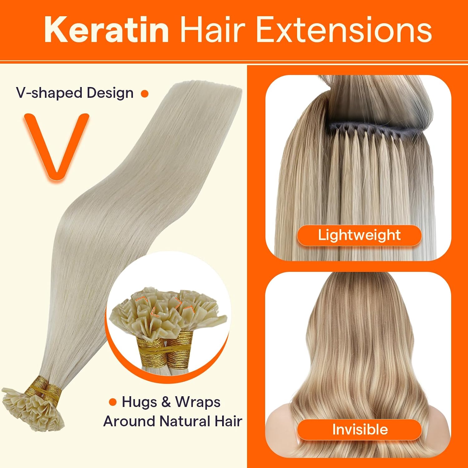 Detalle de Full Shine Keratin Tip Hair Extensions 24 Inch