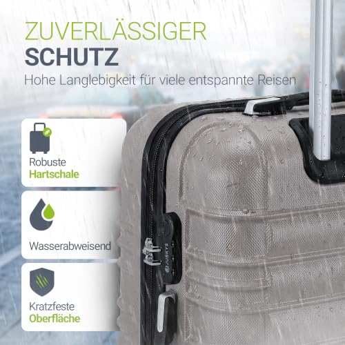 Detalle de Juskys Kofferset Rom 3-teilig Hartschale Champagner – 3 Größen, 360°-Rollen