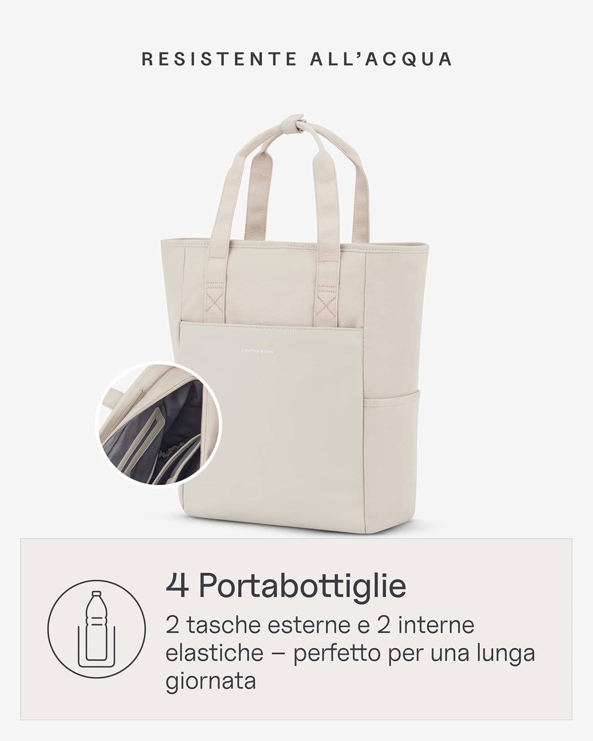 Thumbnail 4 de Kapten & Son Lindby Sandstone 18 l – Zaino 2 in 1 beige con fissaggio al trolley e tasca porta bottiglia