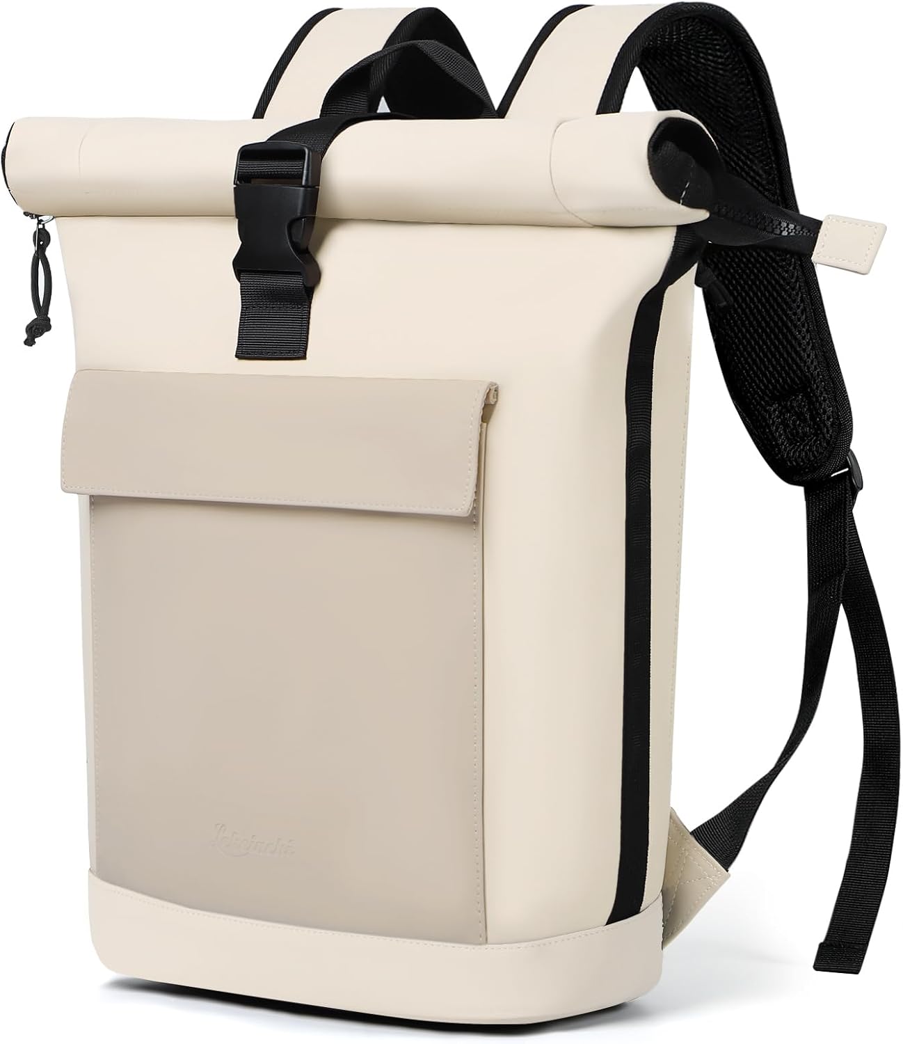 Detalle de Lekeinchi Rolltop Rucksack – Wagendurchlässiger Rucksack mit 17 Zoll Laptopfach, 16–20 L, wetterfest, Uni/Arbeits- und Reiserucksack (Beige/Khaki)