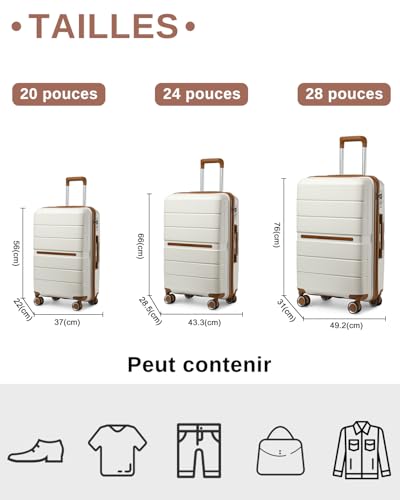 Detalle de British Traveller Valise Grande 101L Soute Rigide – Voyage Crème