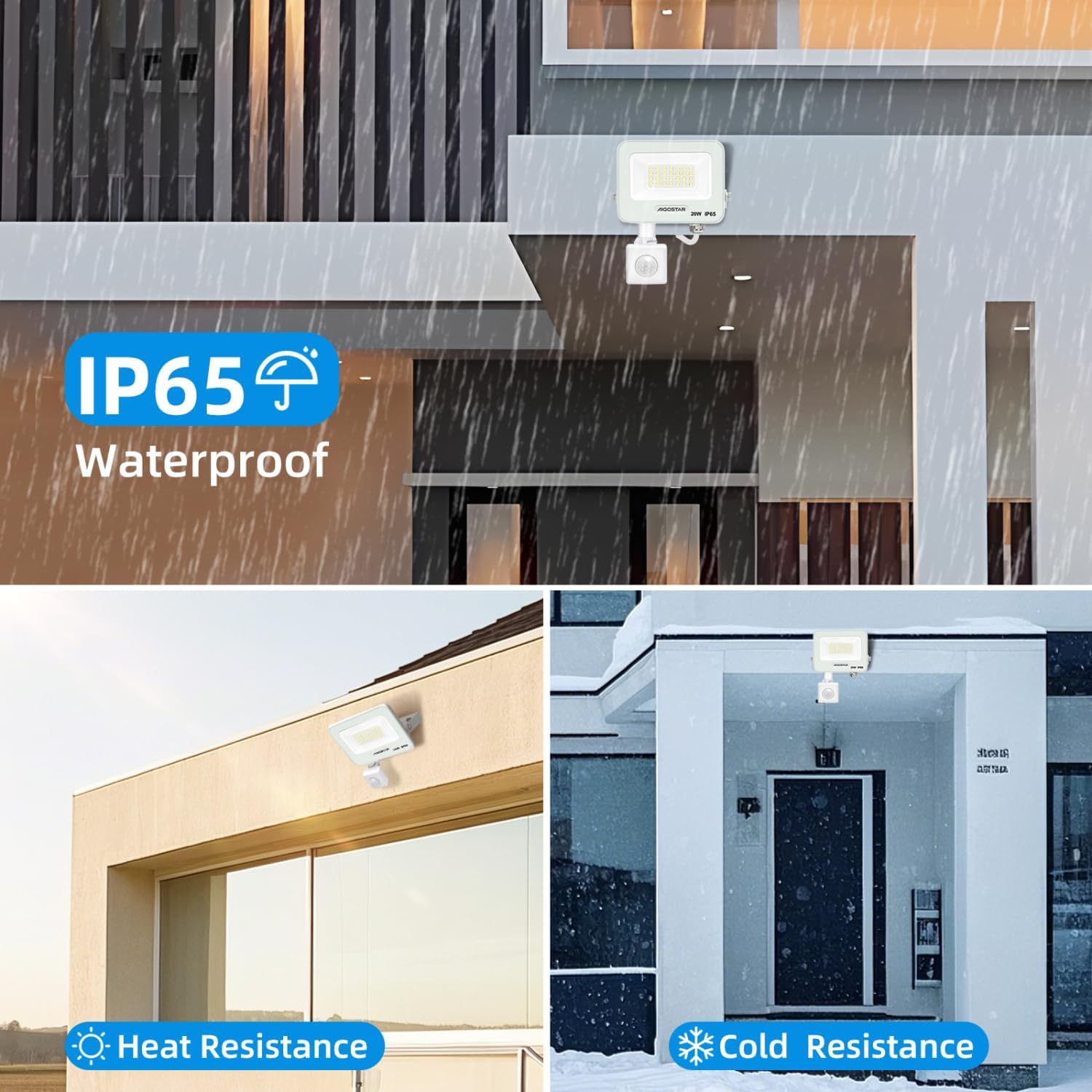 Thumbnail 3 de Aigostar faretto LED da esterno 20W con sensore di movimento, 2 pezzi (bianco freddo 6500K, IP65)