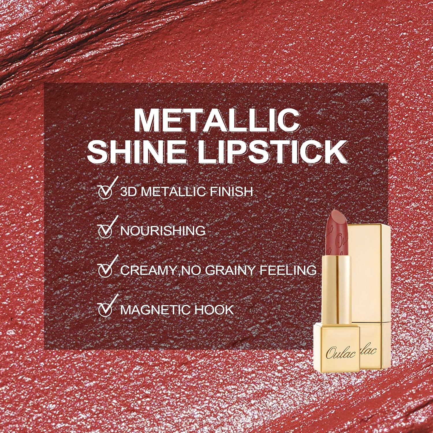 Detalle de OULAC Rossetto Opaco con finitura metallica Matte Rossetti Terracotta glitterato GM05 Spice up, 4,3 g