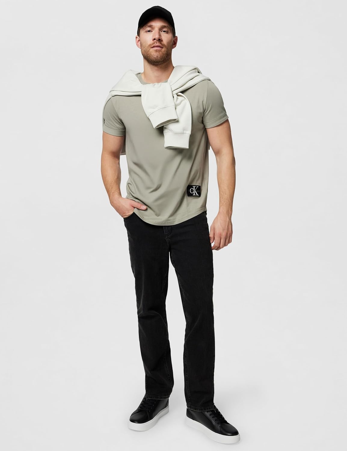 Thumbnail 5 de Calvin Klein Herren T-Shirt Kurzarm Badge Turn Up Sleeve Rundhalsausschnitt aus 100% Baumwolle