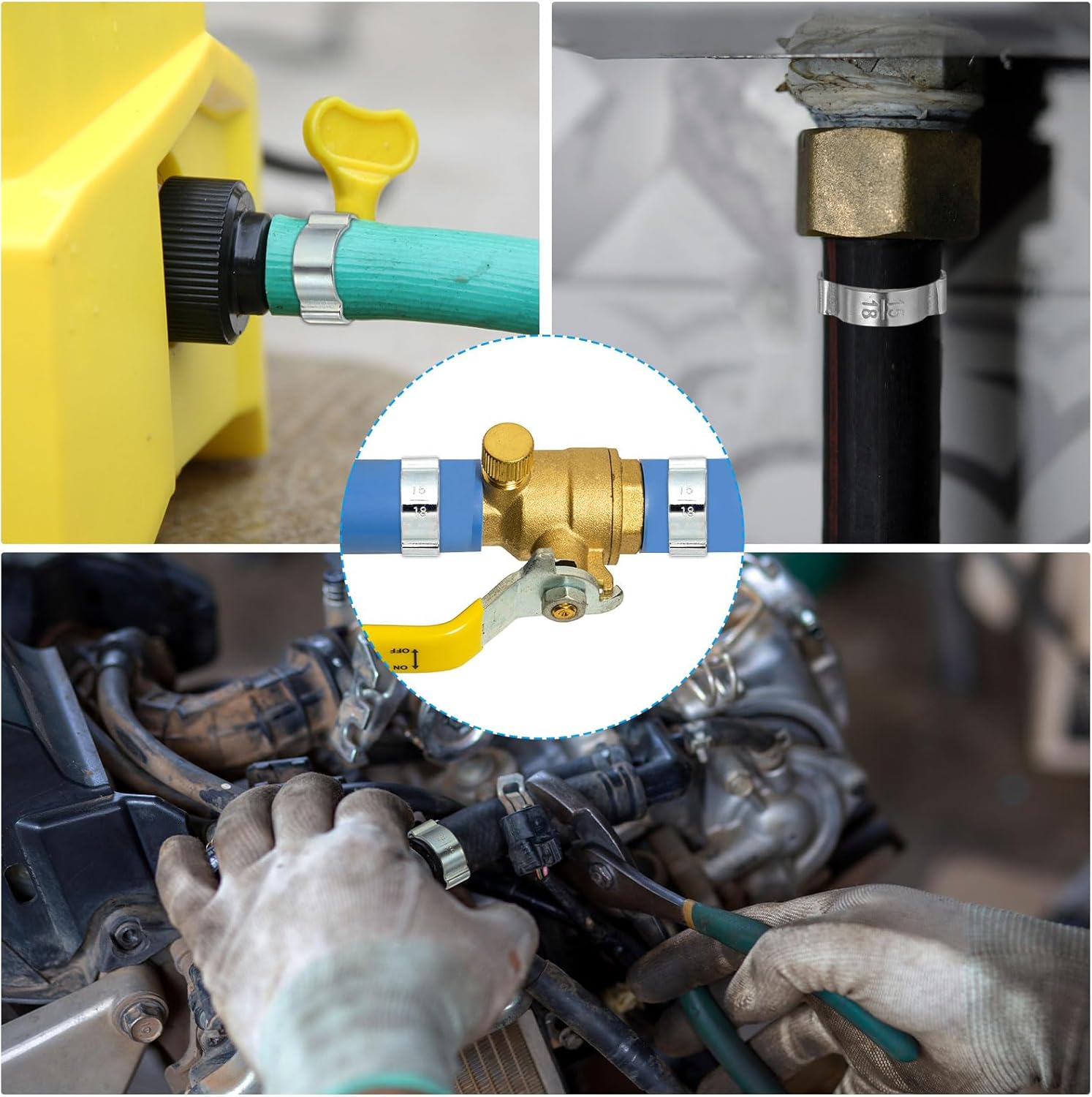 Thumbnail 5 de PATIKIL 50 Pack Double Ear Hose Clamps (7–9mm) in Galvanised Steel