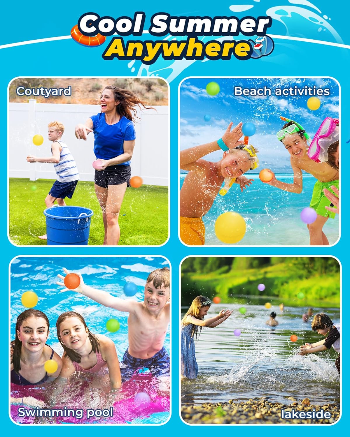 Thumbnail 5 de 12PCS Reusable Water Balloons — Quick Fill Self-Sealing Water Splash Bombs for Kids (Ages 4–12)